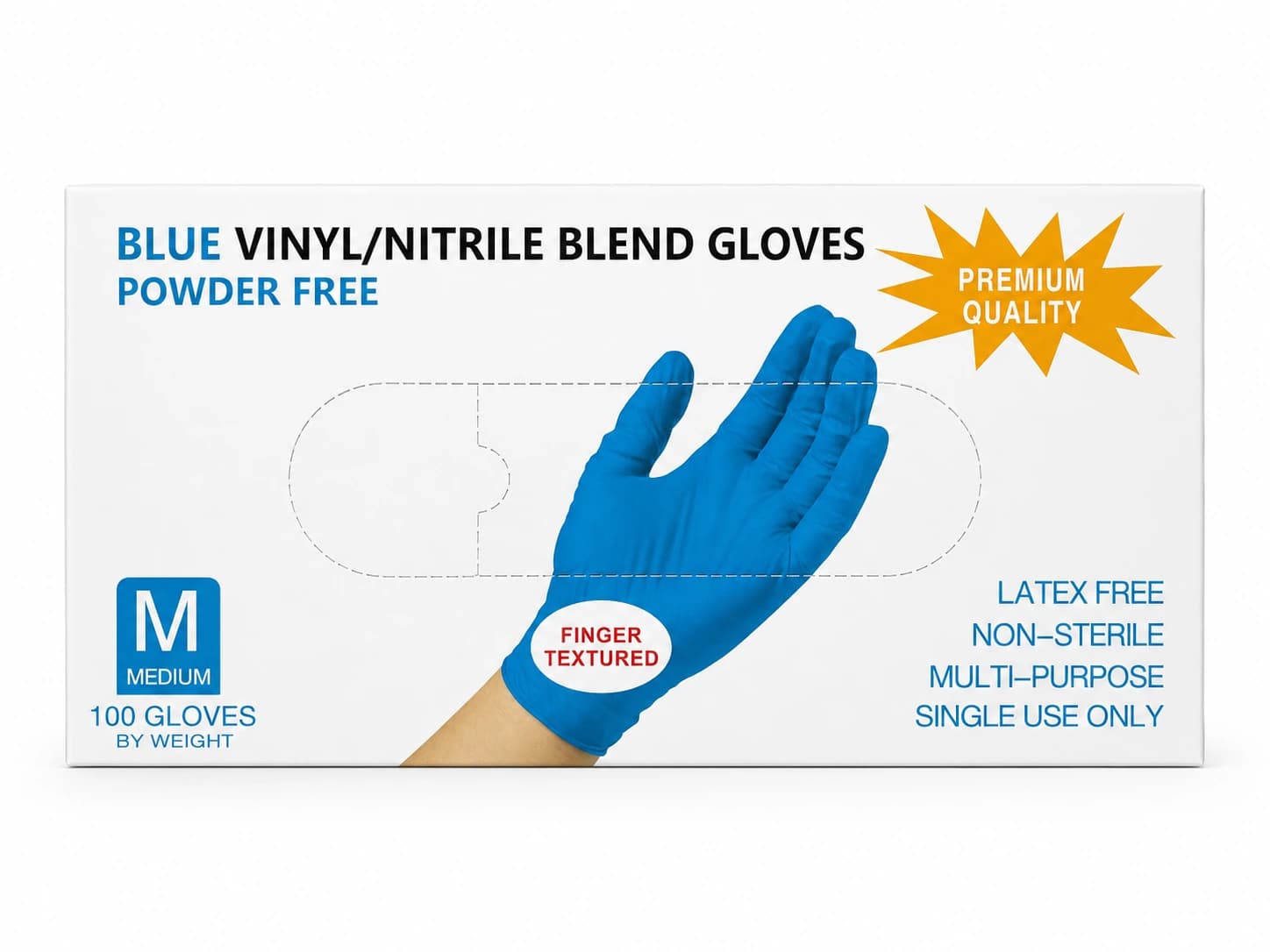 Blue Vinyl/Nitrile Blend Gloves - Medium (100 Count) — Disposable Gloves